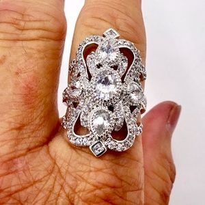 CFJ Sterling Silver CRYSTAL CZ RING Sz 9.75